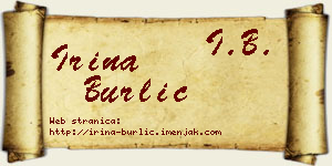 Irina Burlić vizit kartica